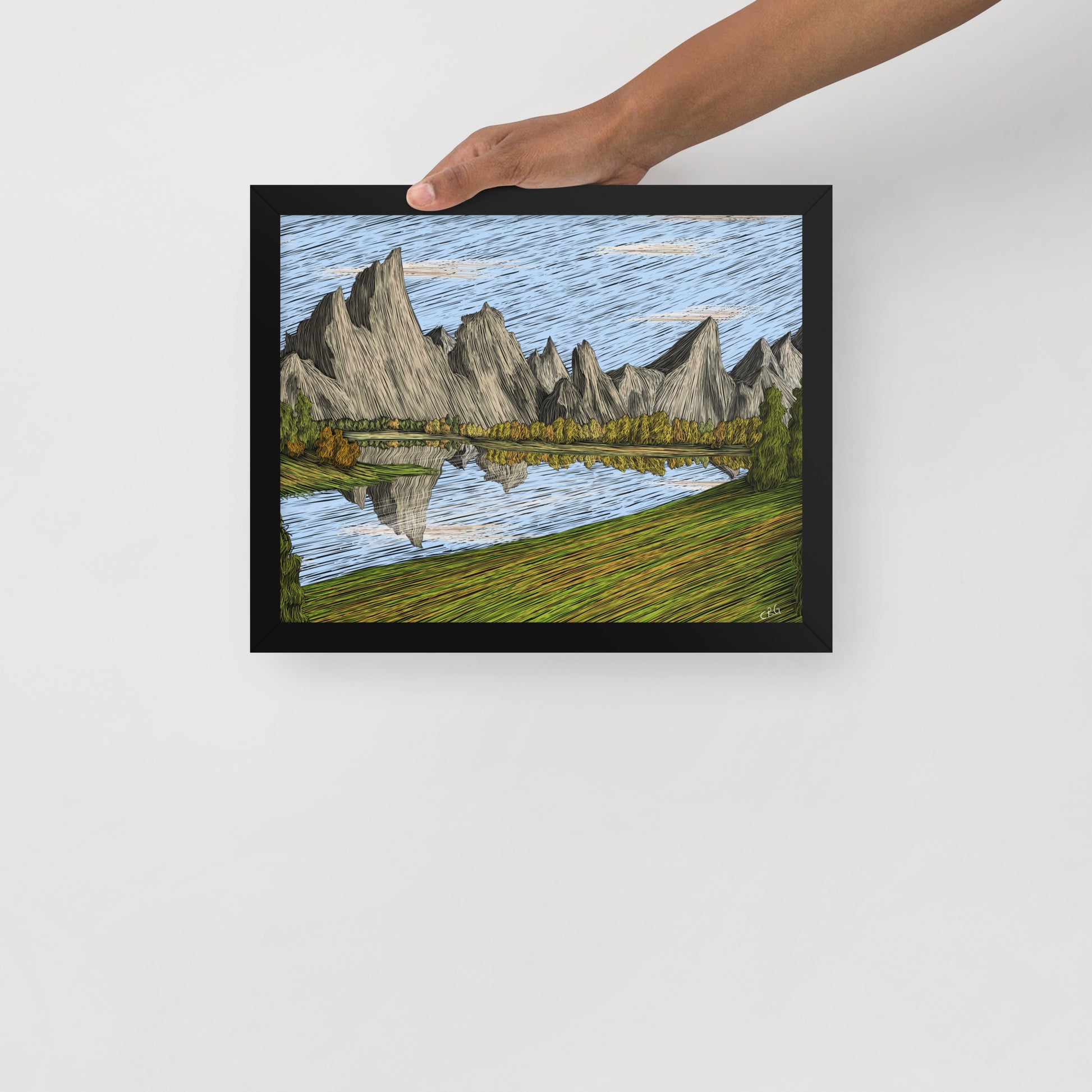 At the Foot of the Mountains Art Print