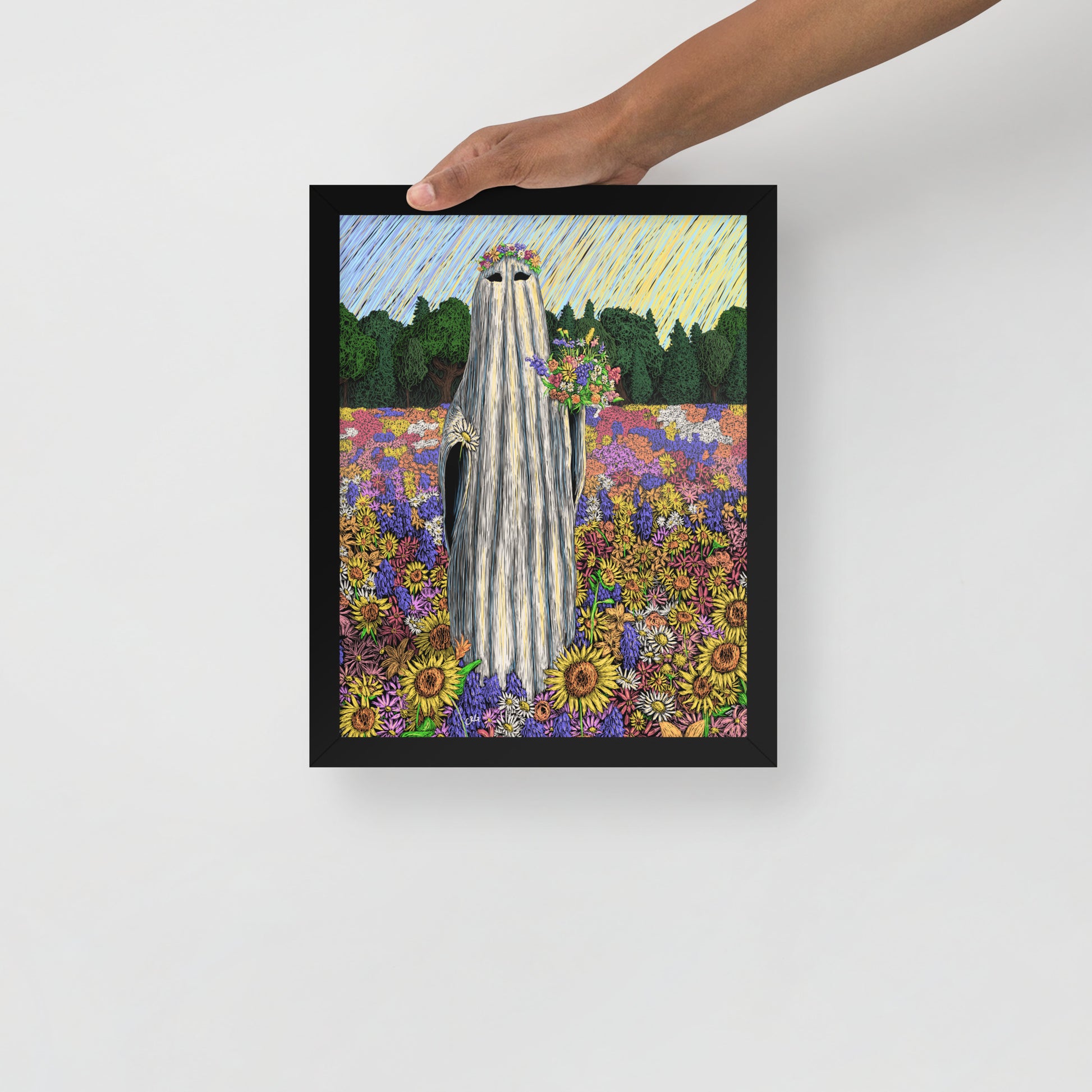 Ghost Picking Wild Flowers Art Print