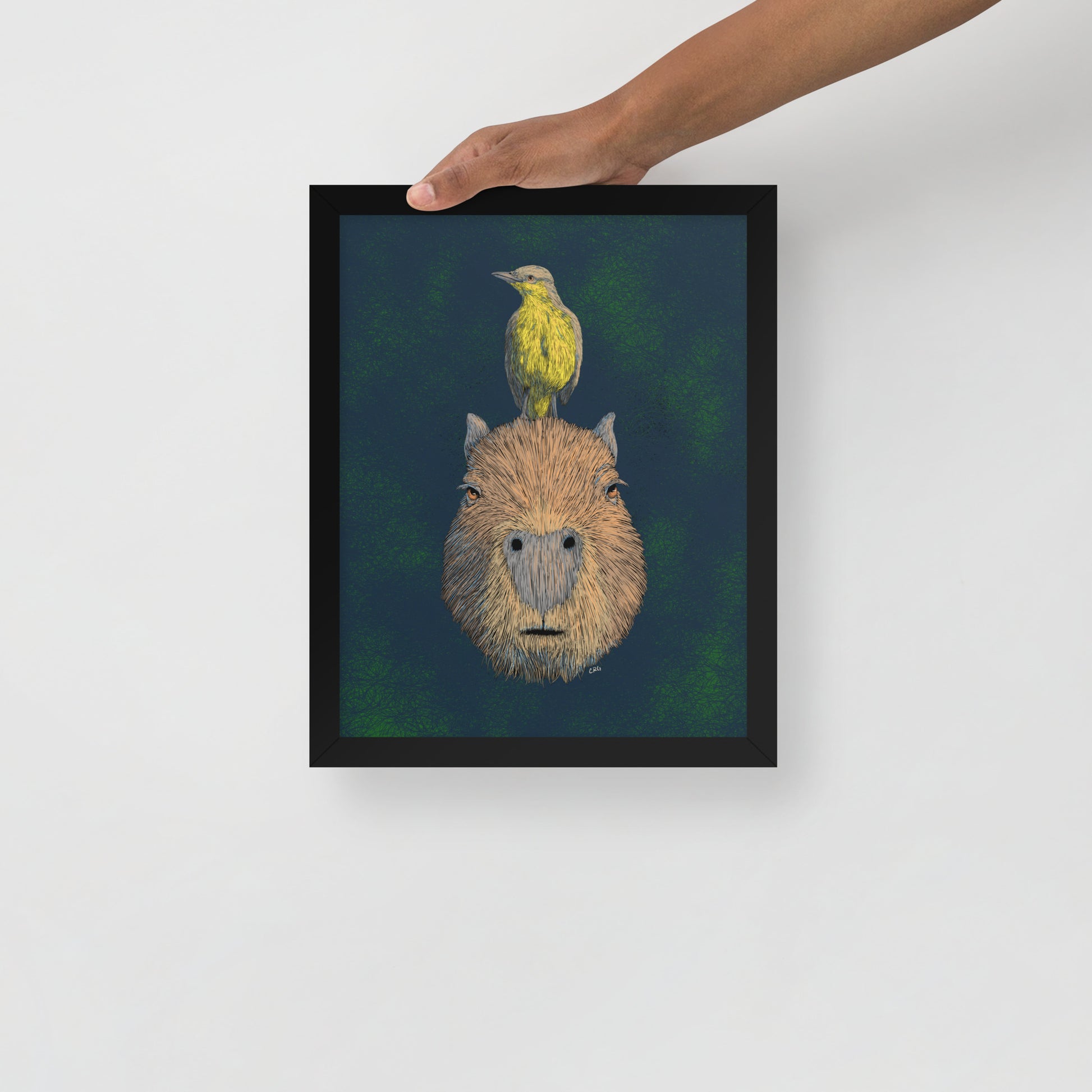 Capybara and Cattle Tyrant Art Print