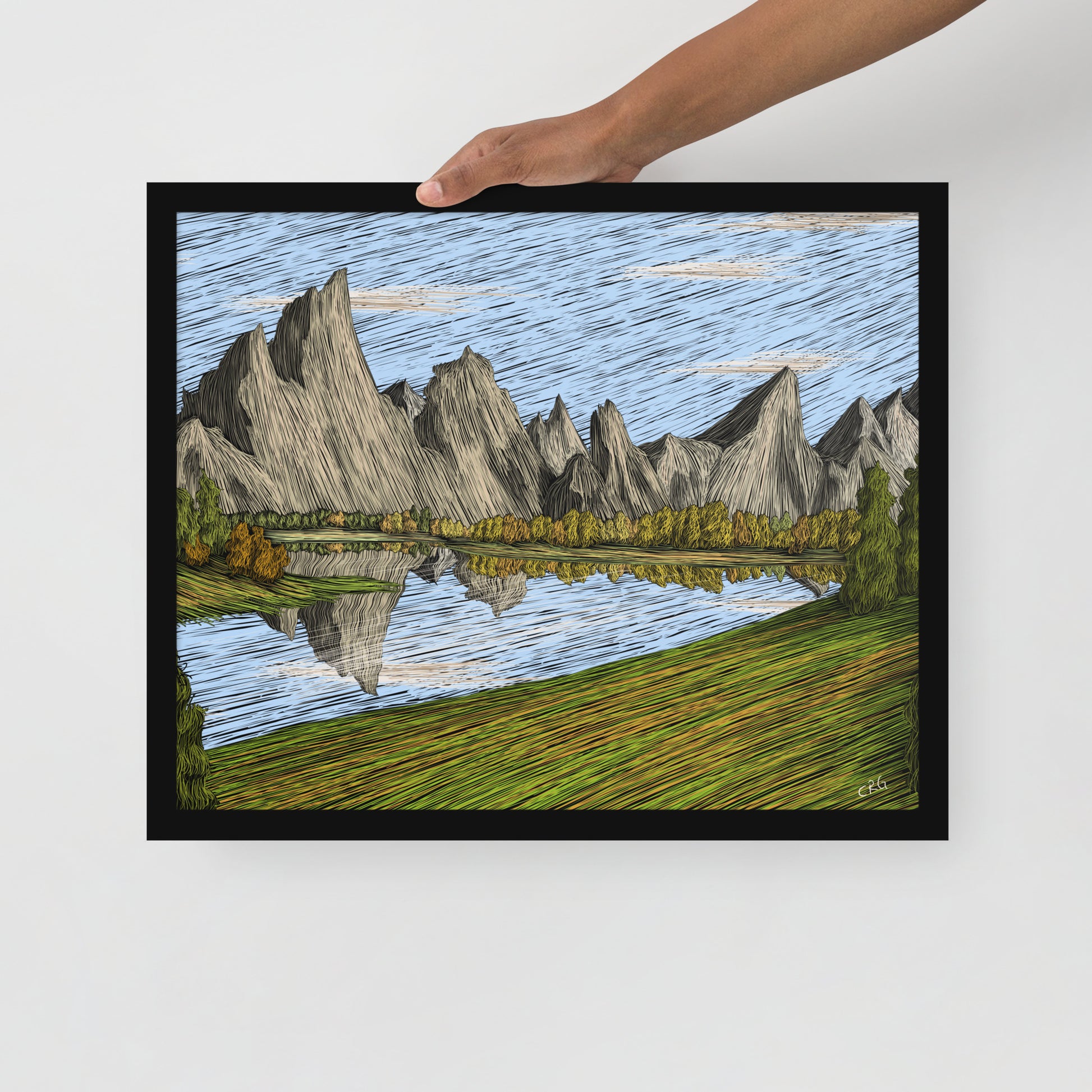 At the Foot of the Mountains Art Print