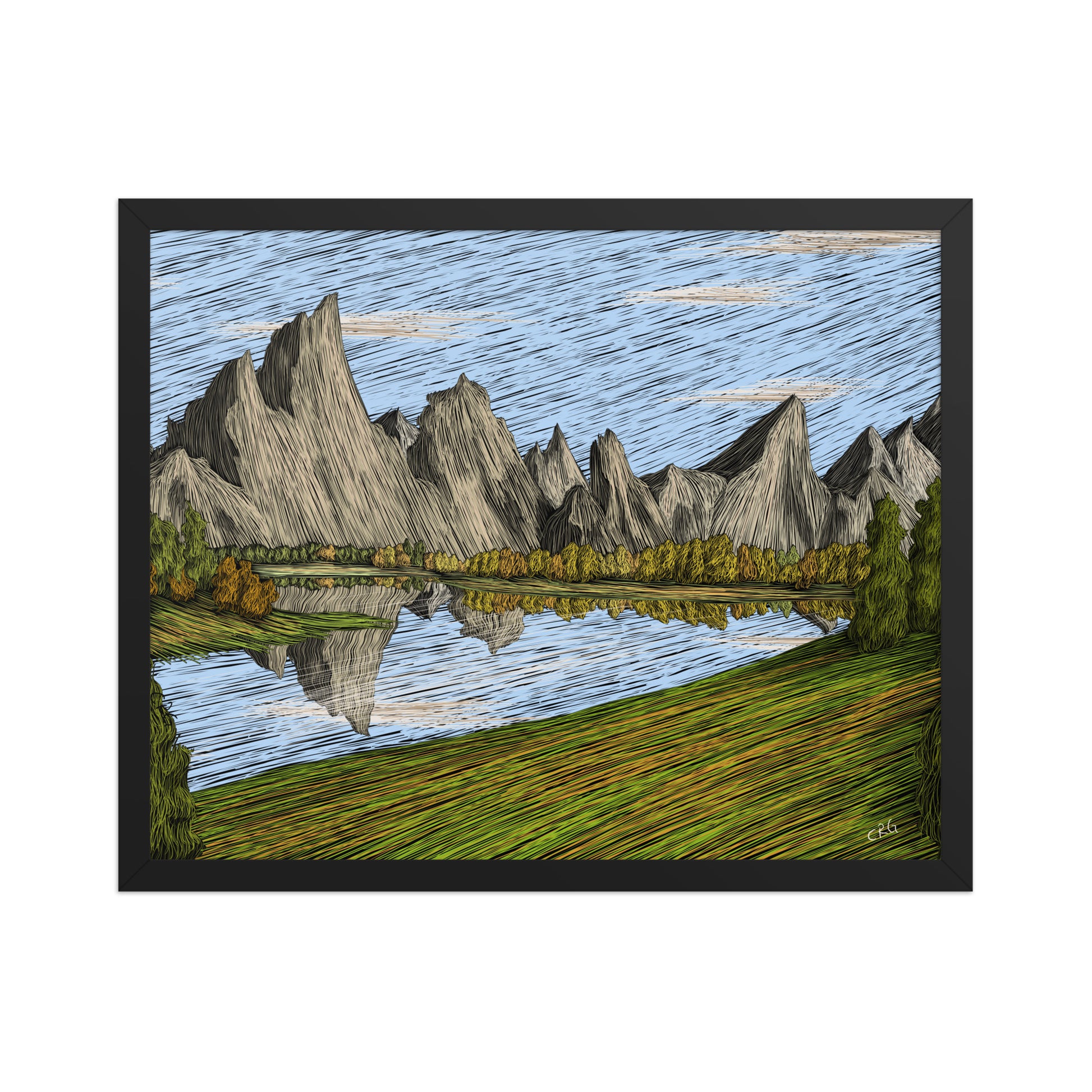 At the Foot of the Mountains Art Print