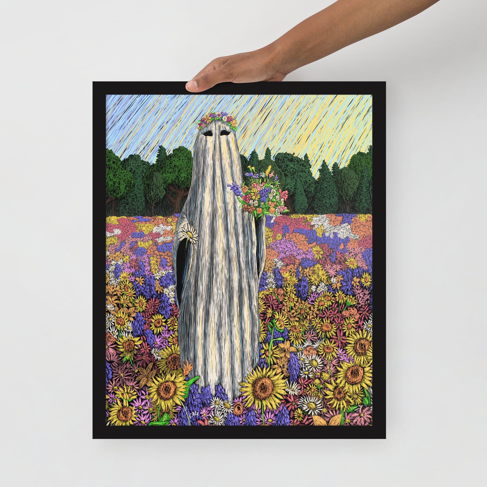Ghost Picking Wild Flowers Art Print