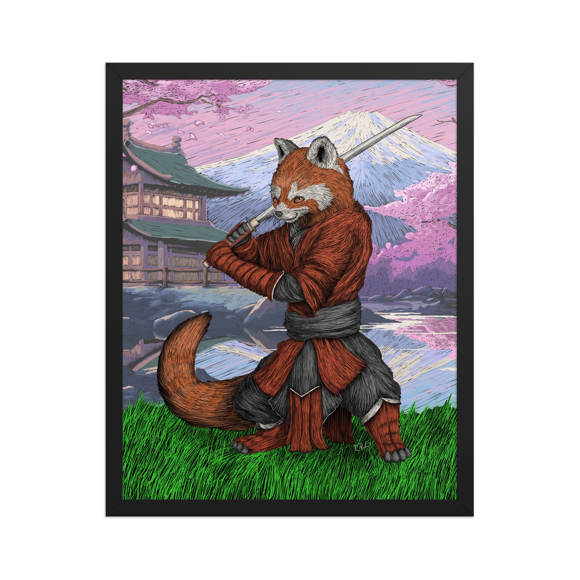 Red Panda Samurai Art Print