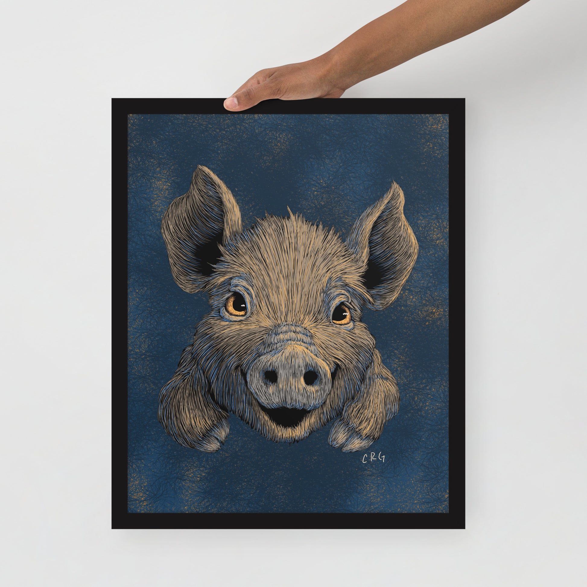 Happy Wild Boar Baby Art Print