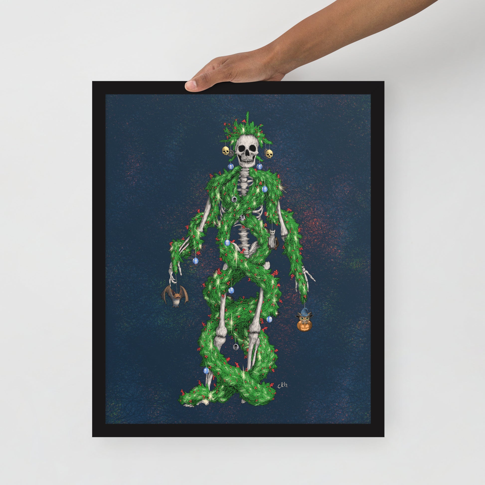 Skeleton Christmas Tree Art Print