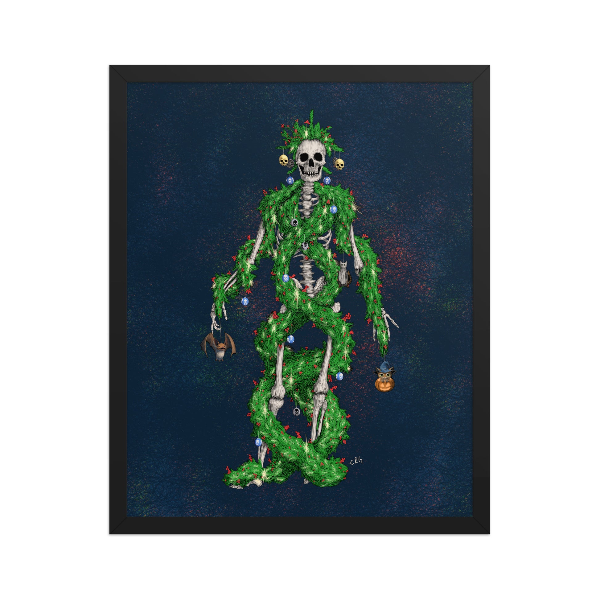 Skeleton Christmas Tree Art Print