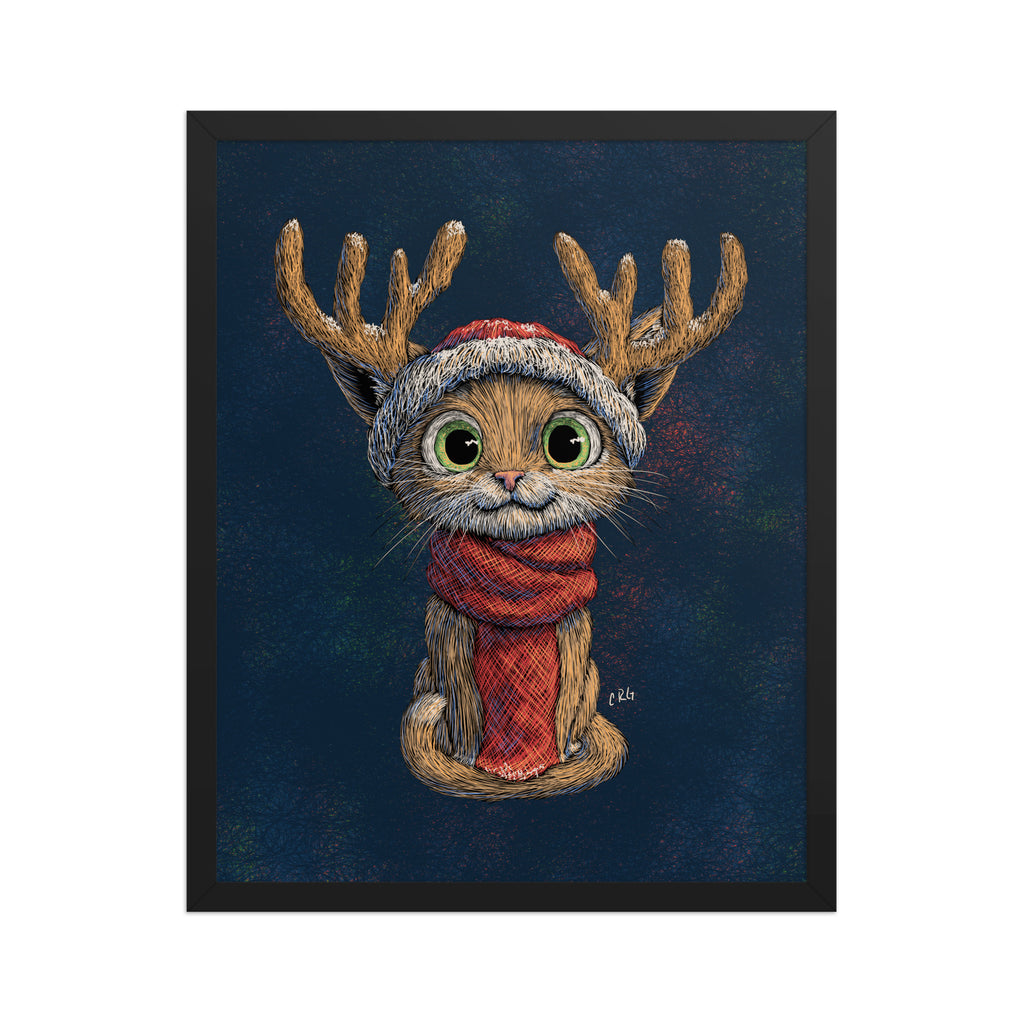 Cat with Reindeer Antler Hat Art Print