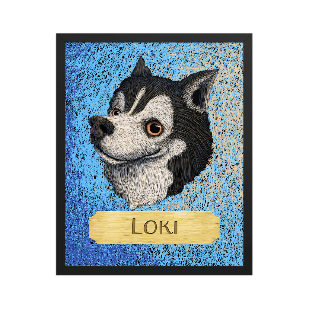 Cartoon Pet Portrait Framed Print