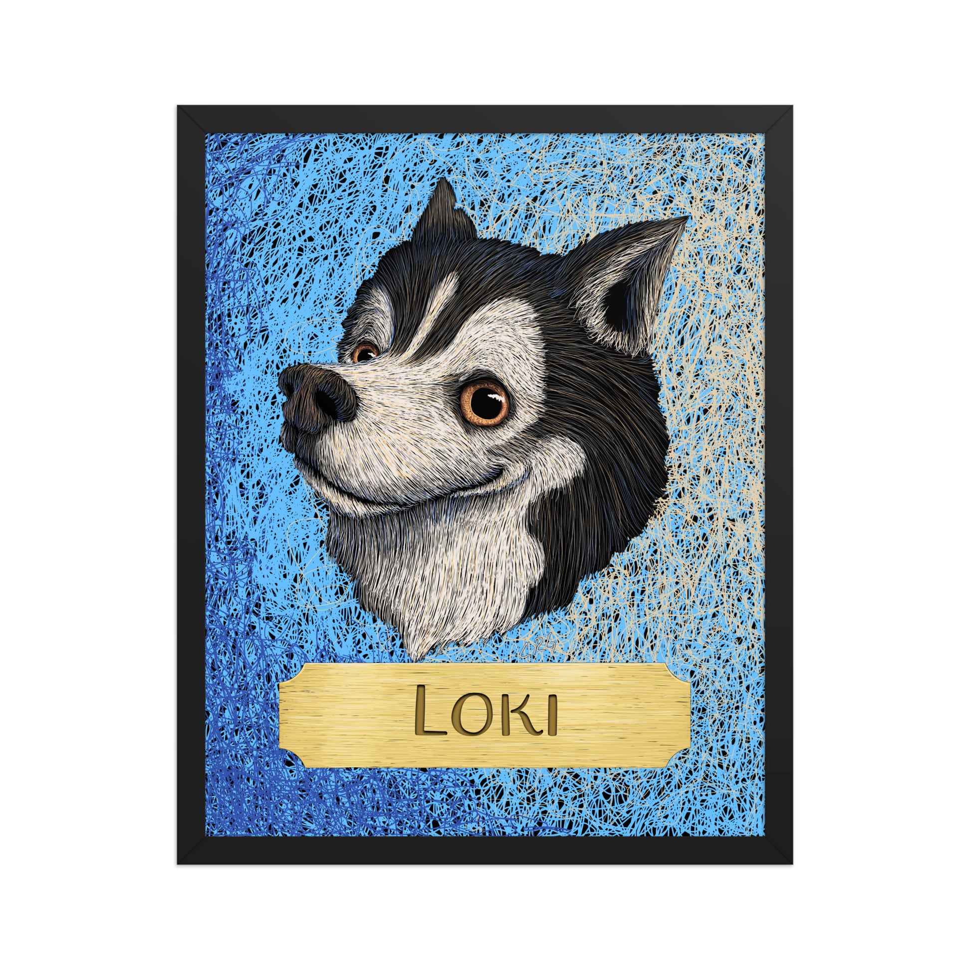 Cartoon Pet Portrait Framed Print