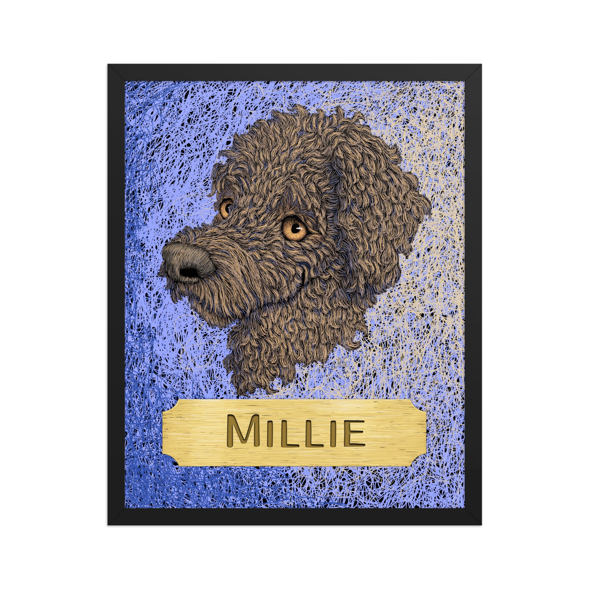 Cartoon Pet Portrait Framed Print