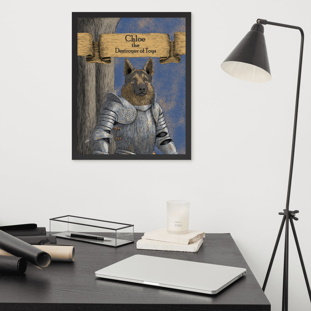 Renaissance Knight Pet Portrait Framed Print