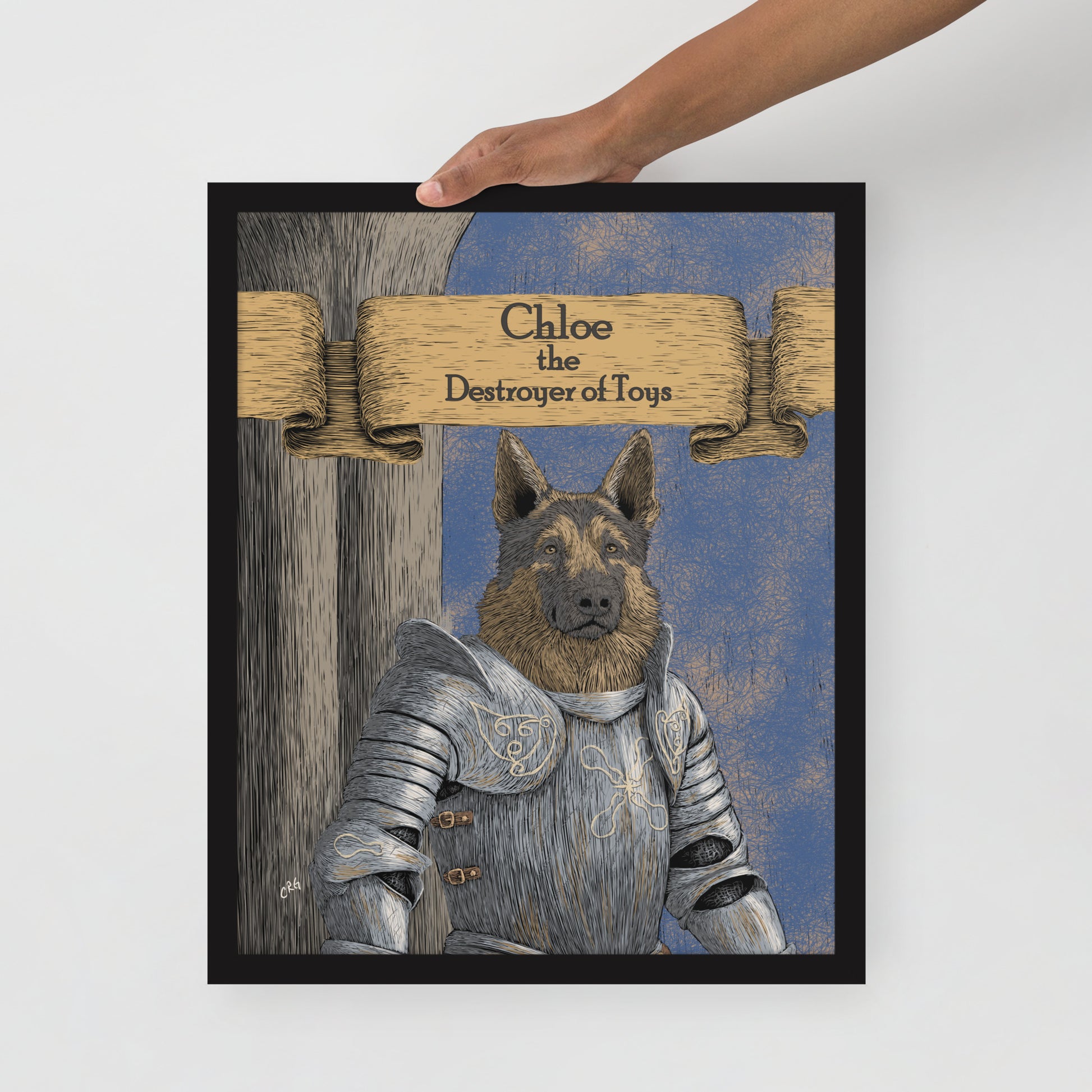Renaissance Knight Pet Portrait Framed Print