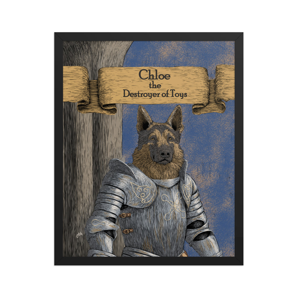 Renaissance Knight Pet Portrait Framed Print