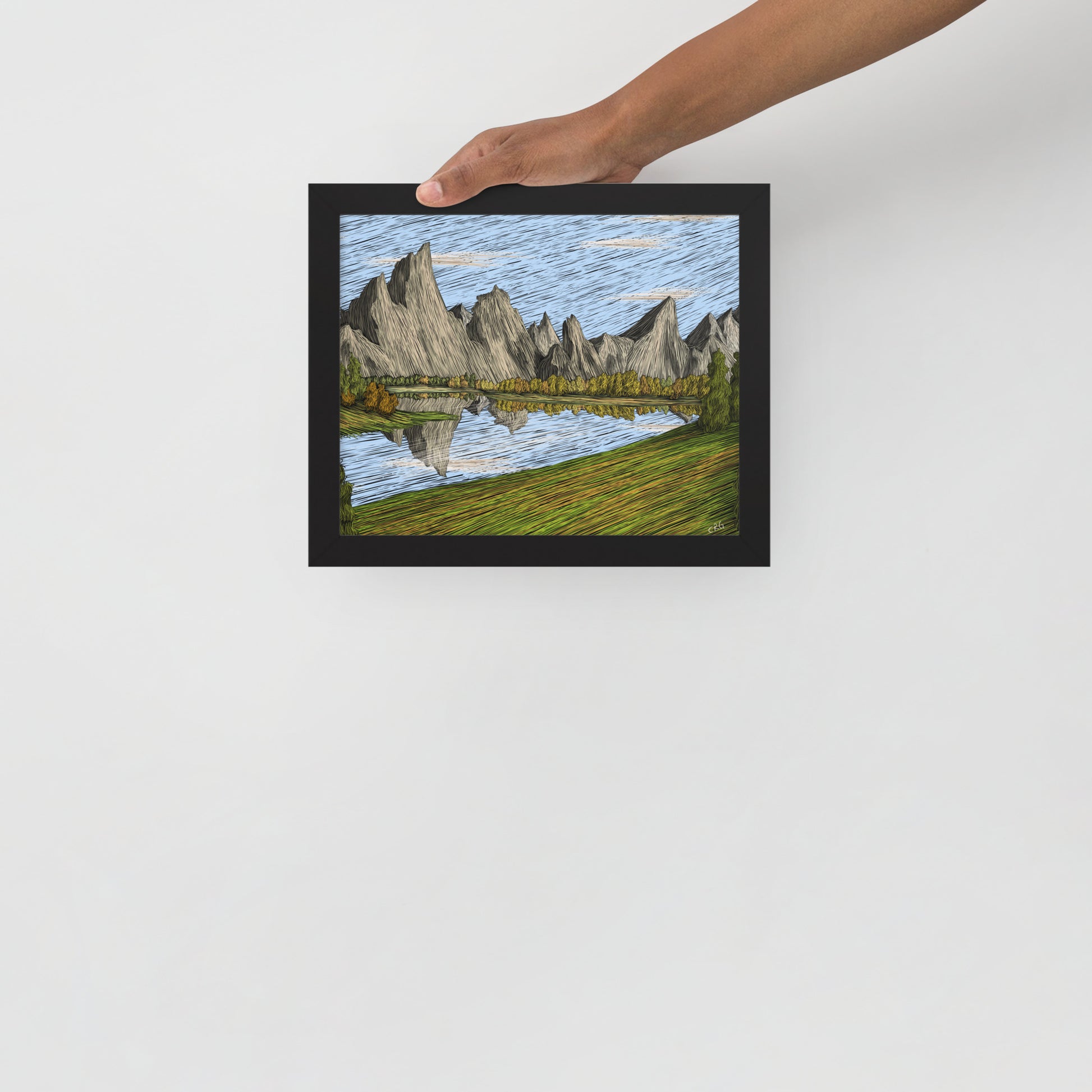 At the Foot of the Mountains Art Print