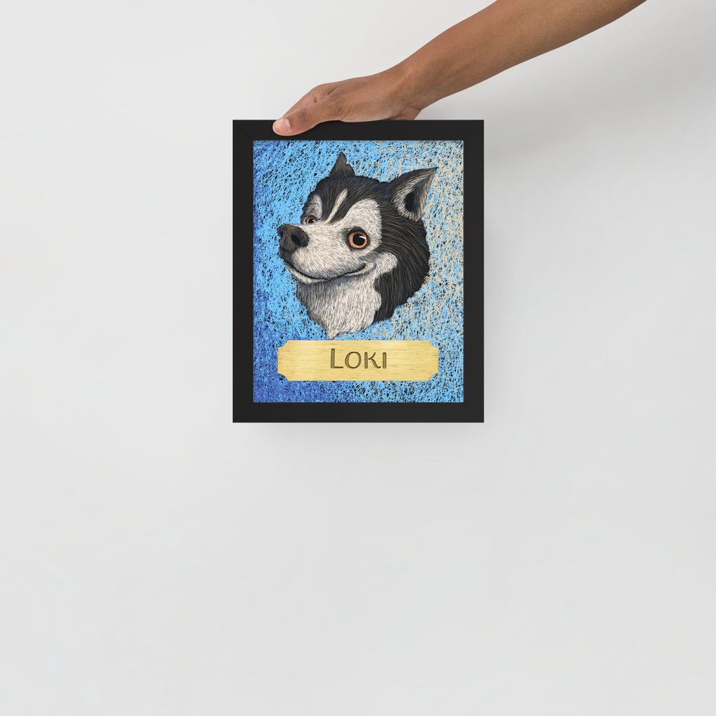 Cartoon Pet Portrait Framed Print