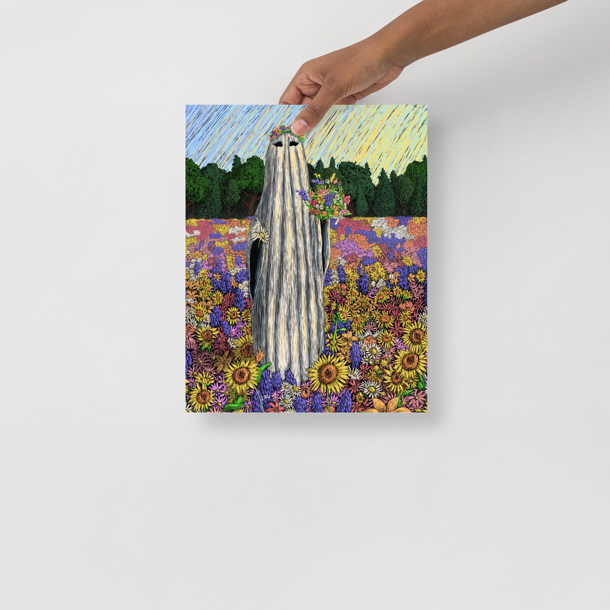 Ghost Picking Wild Flowers Art Print