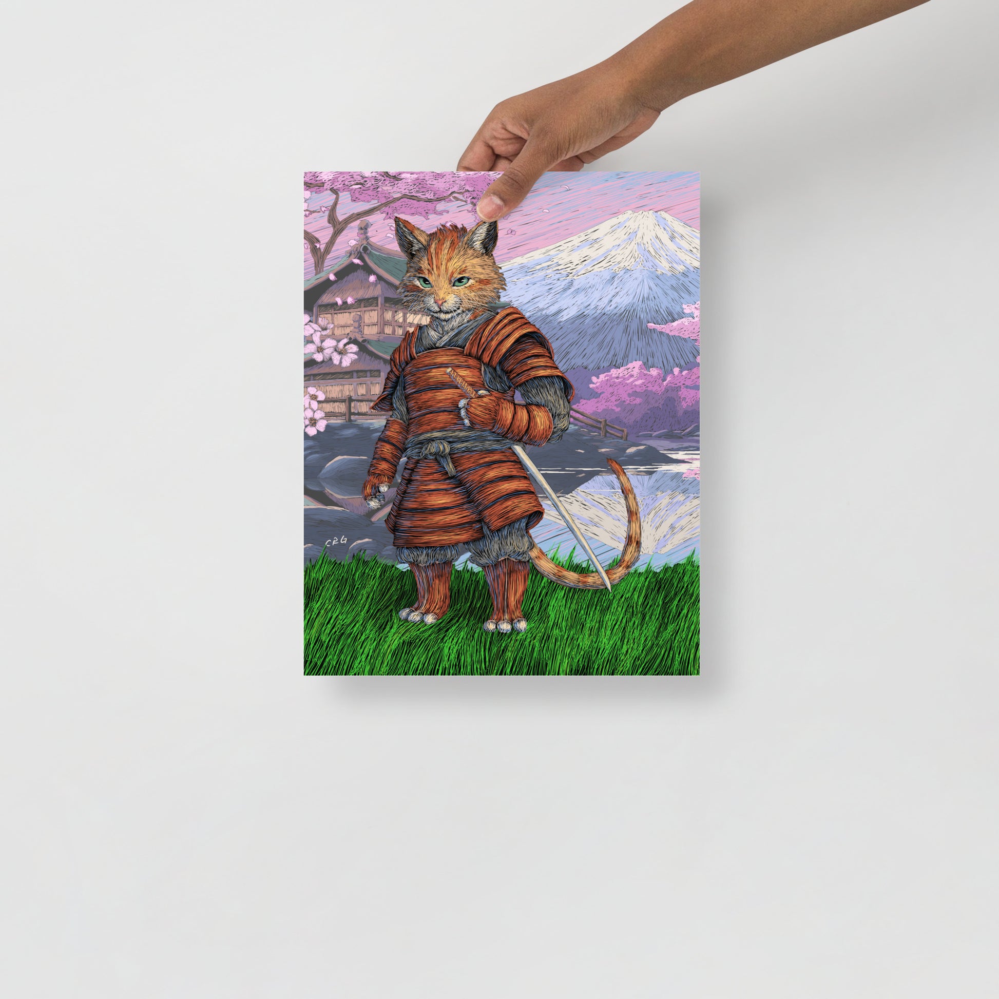 Cat Samurai Art Print