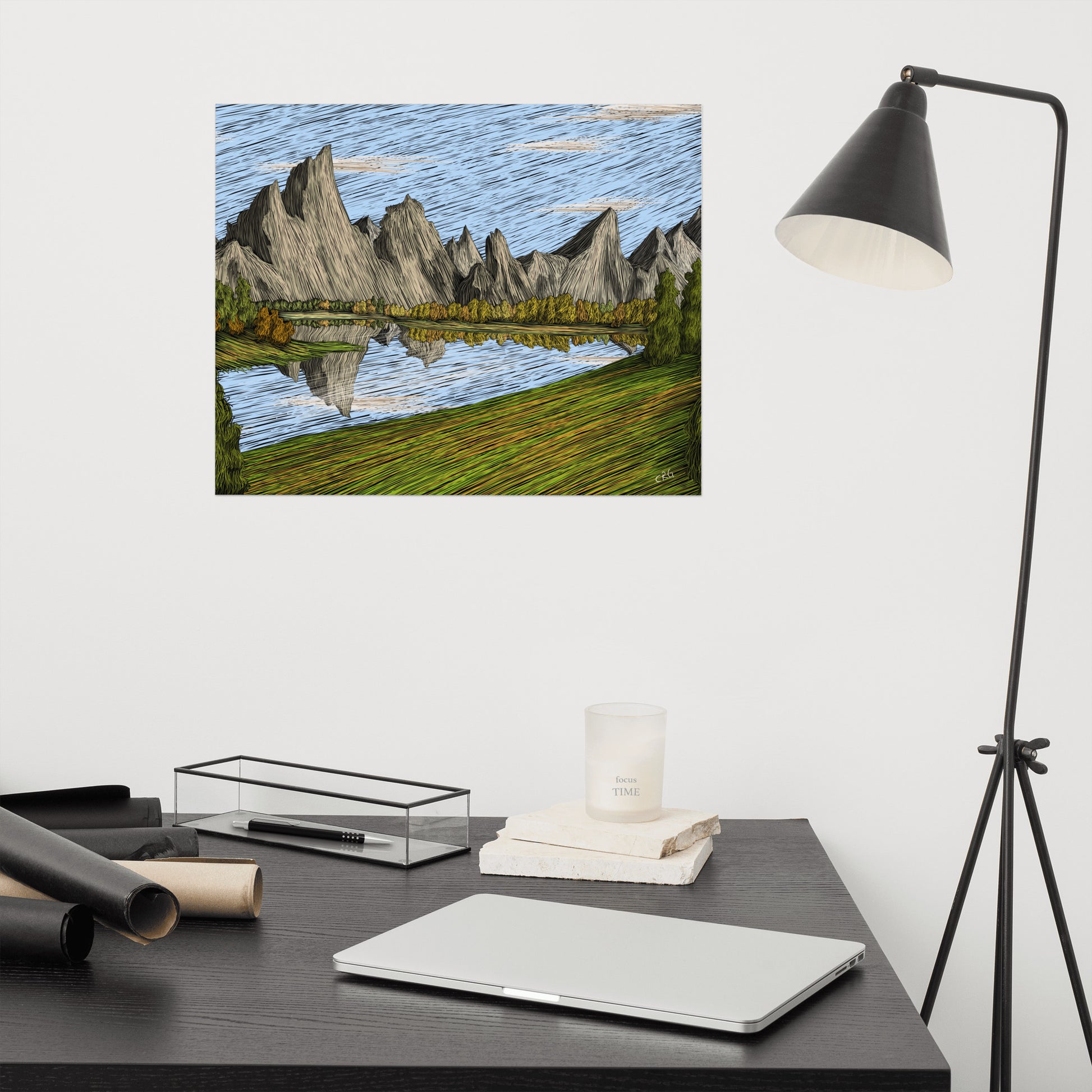 At the Foot of the Mountains Art Print
