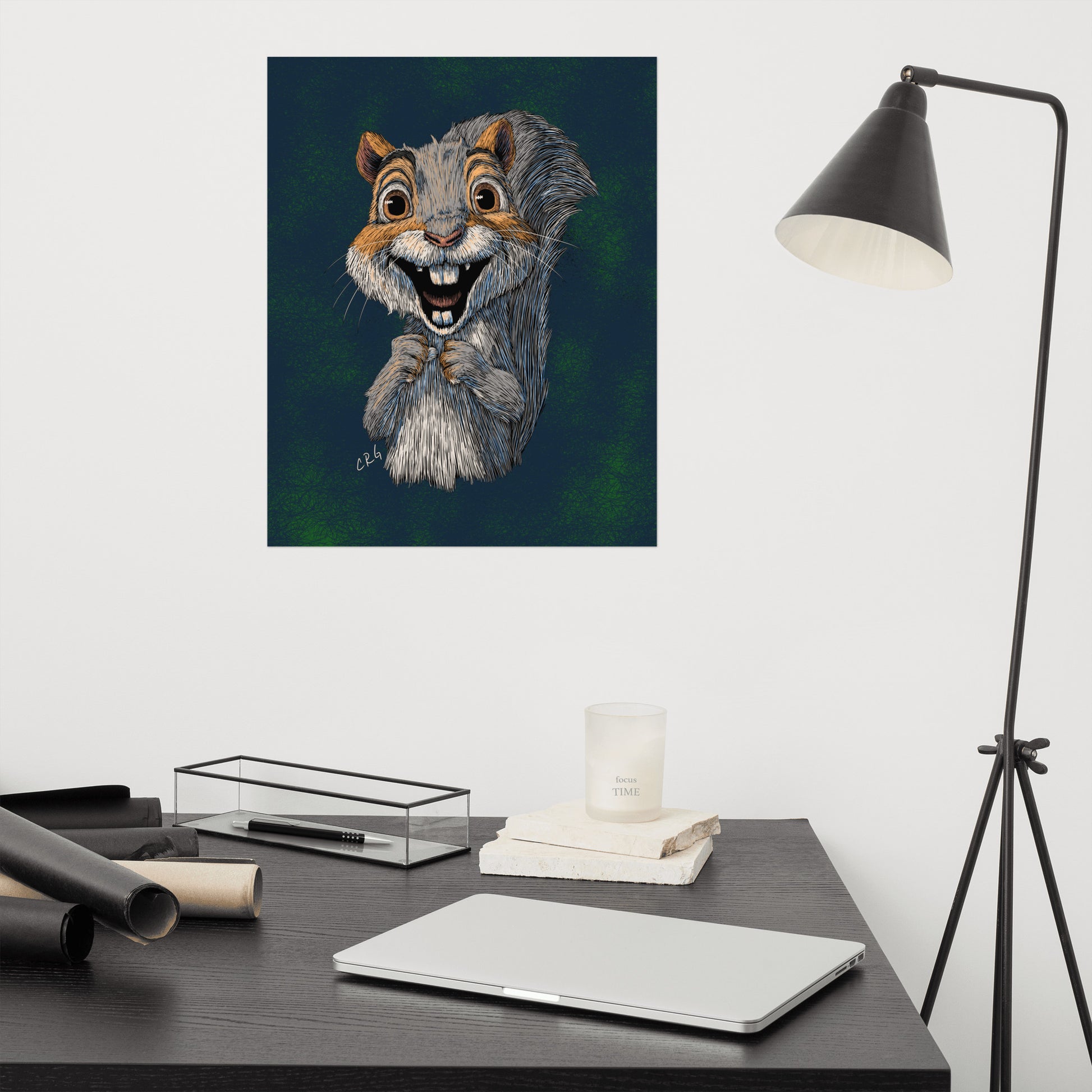 Happy Gray Squirrel Art Print