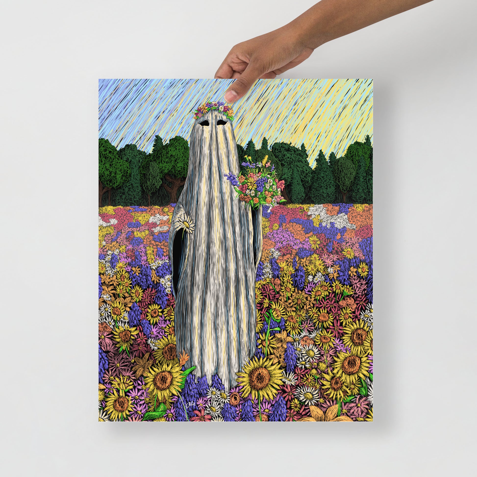 Ghost Picking Wild Flowers Art Print