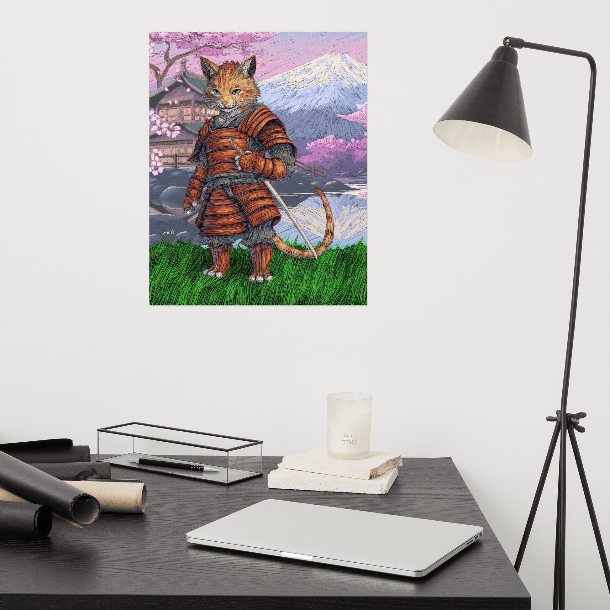 Cat Samurai Art Print