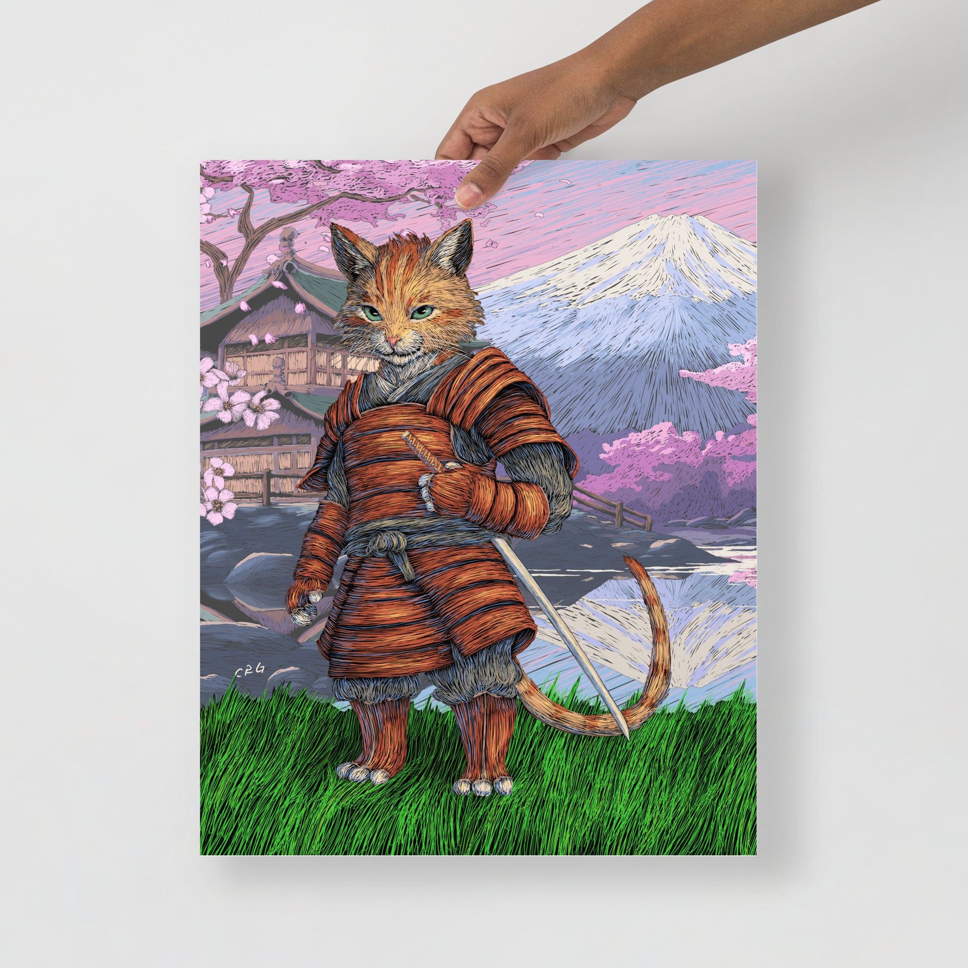 Cat Samurai Art Print