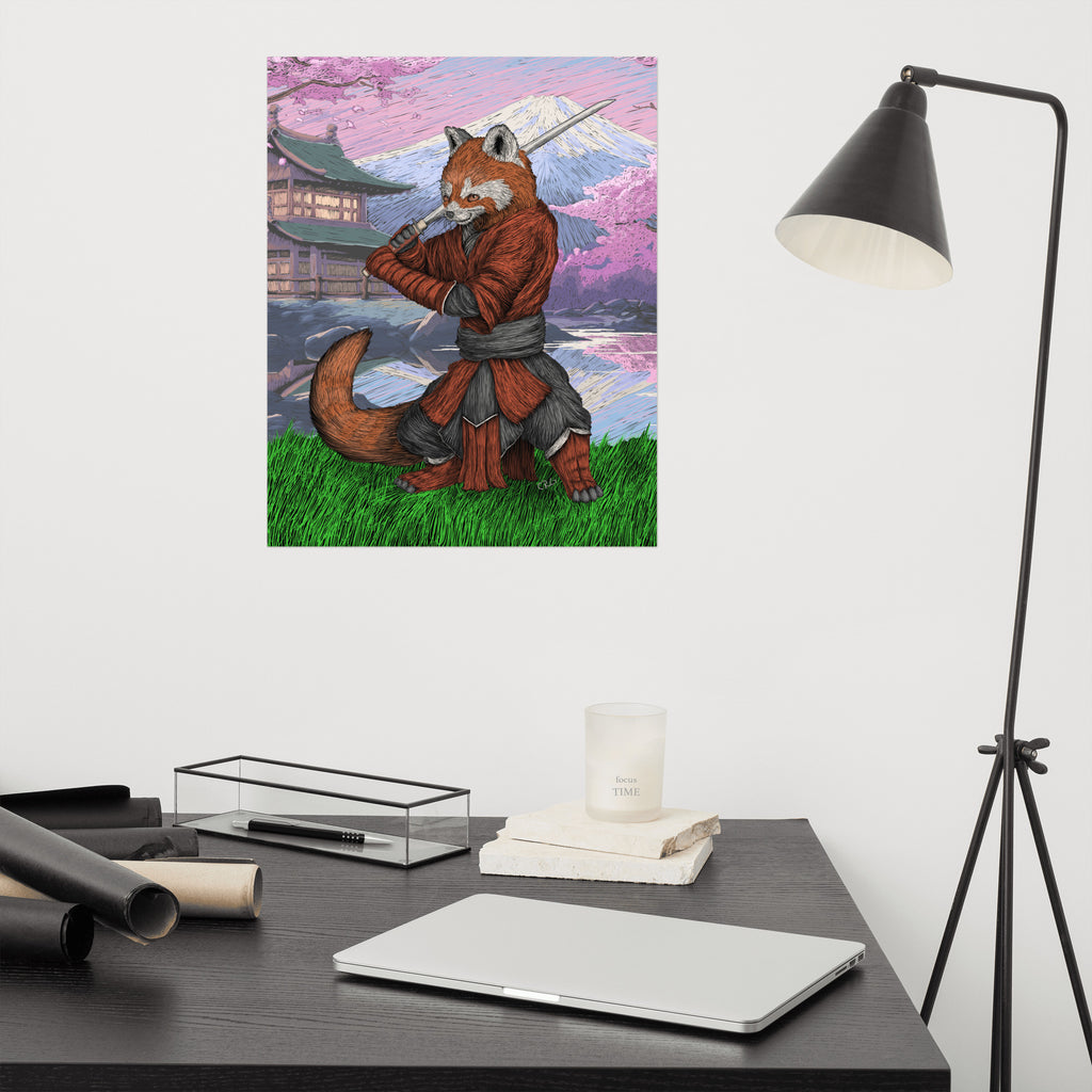 Red Panda Samurai Art Print