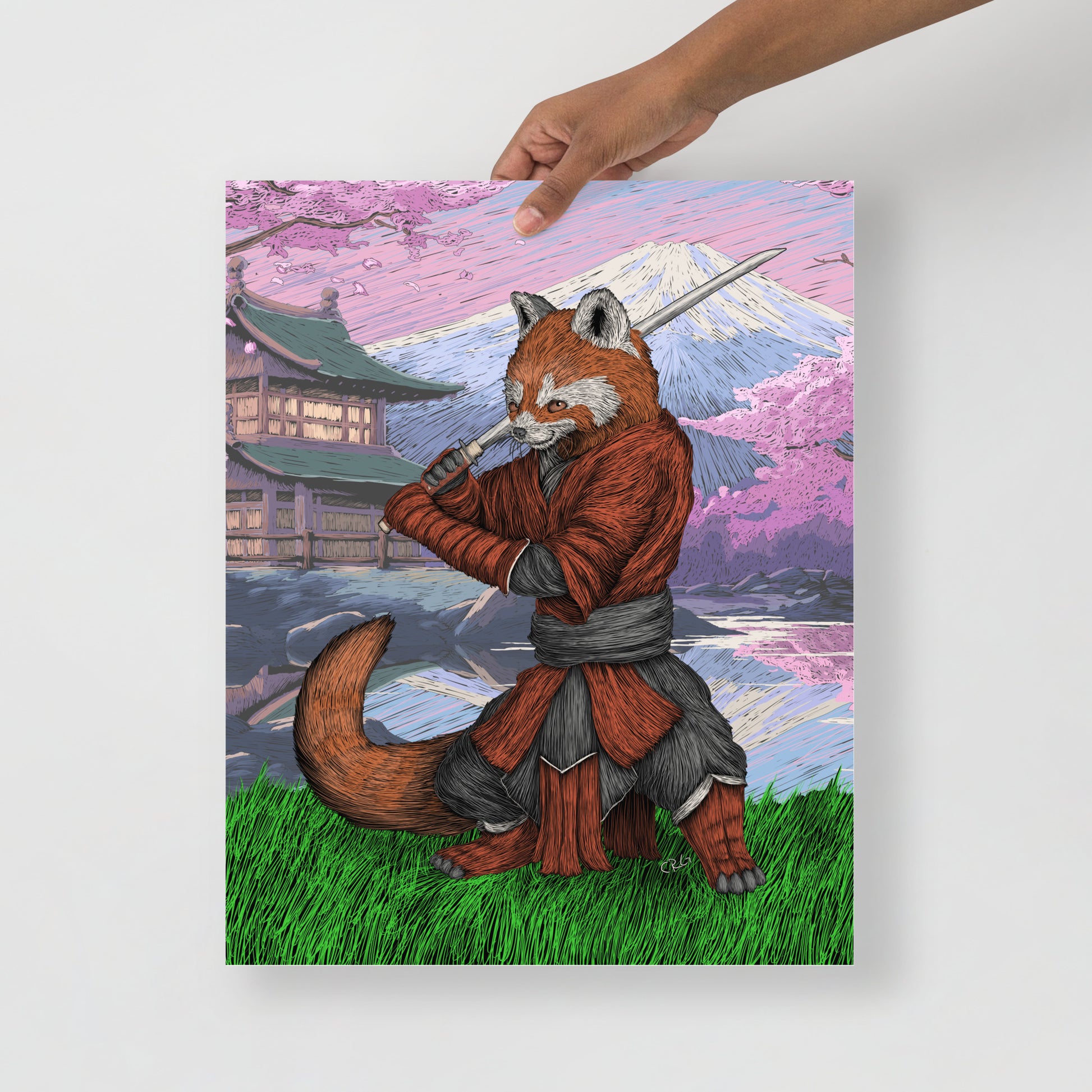 Red Panda Samurai Art Print