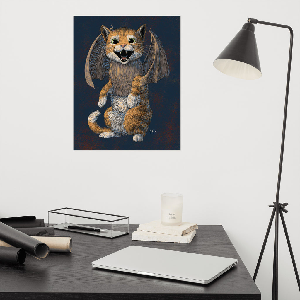 Cat Bat Art Print