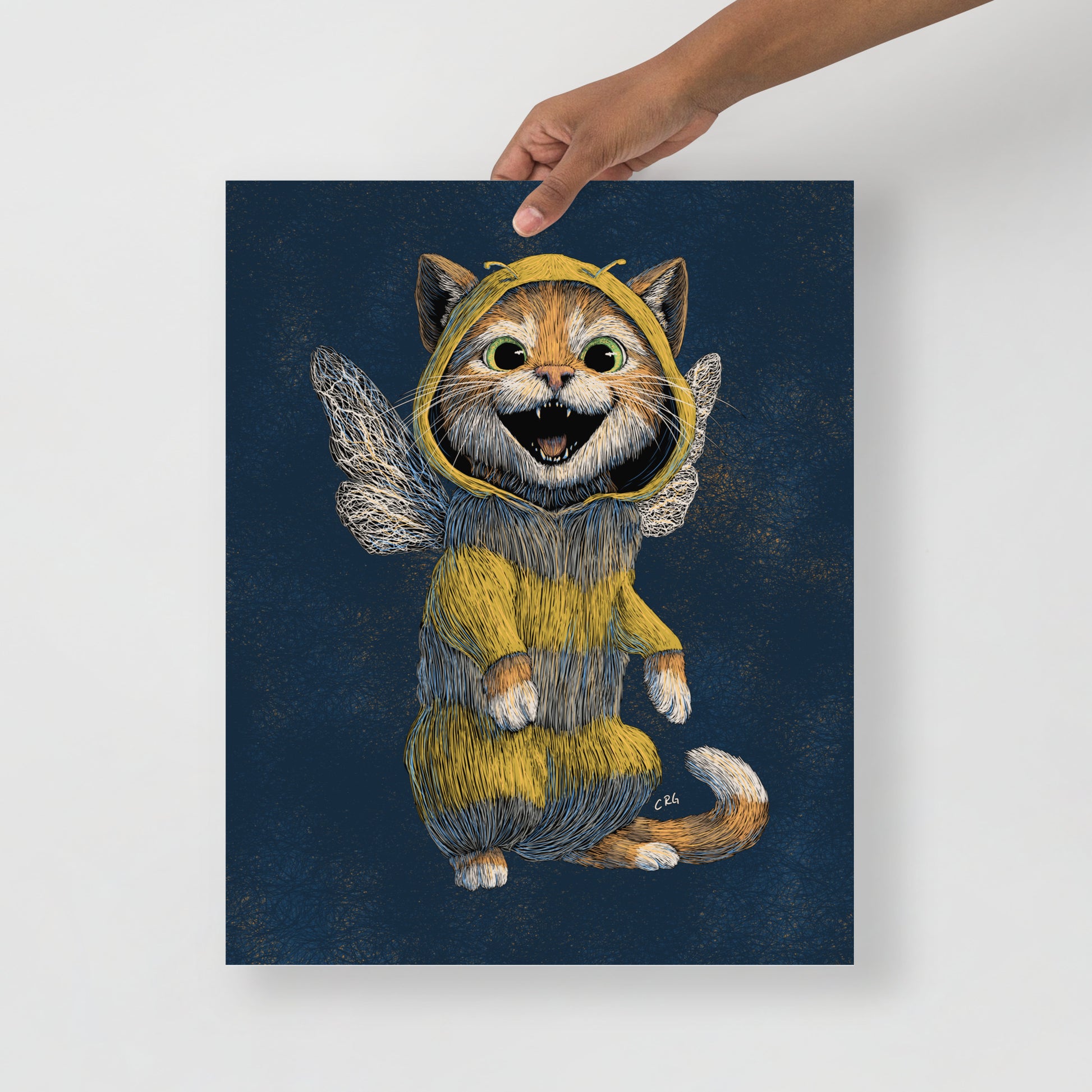 Cat Bee Art Print