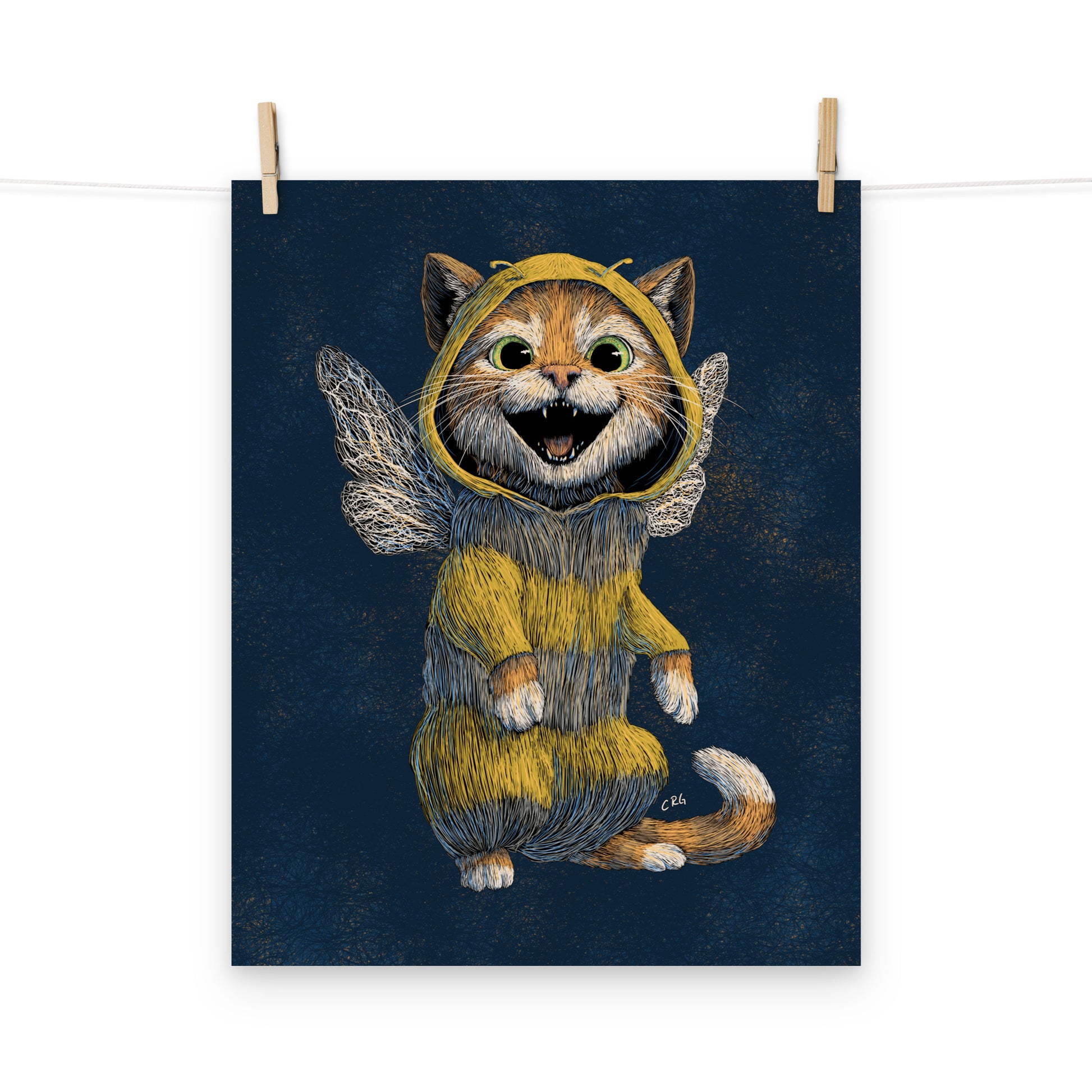 Cat Bee Art Print
