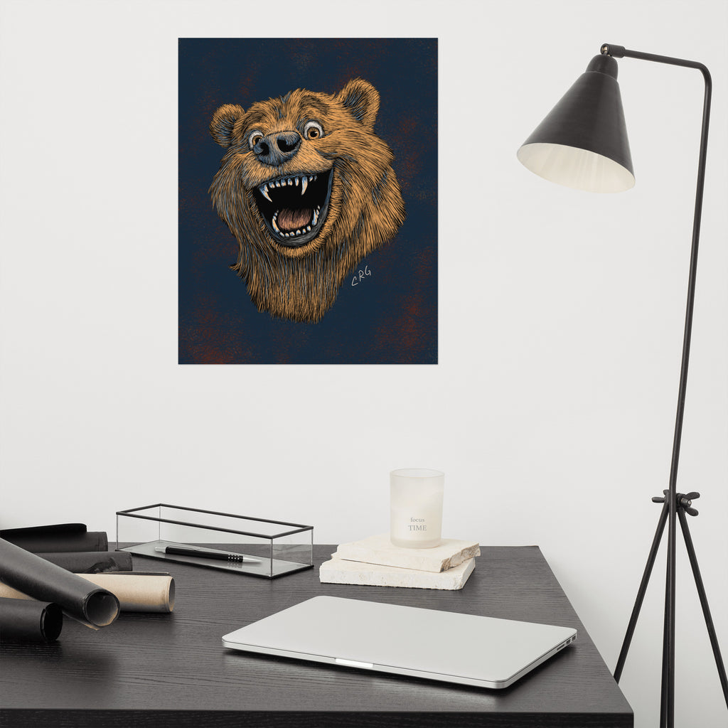 Happy Grizzly Bear Art Print