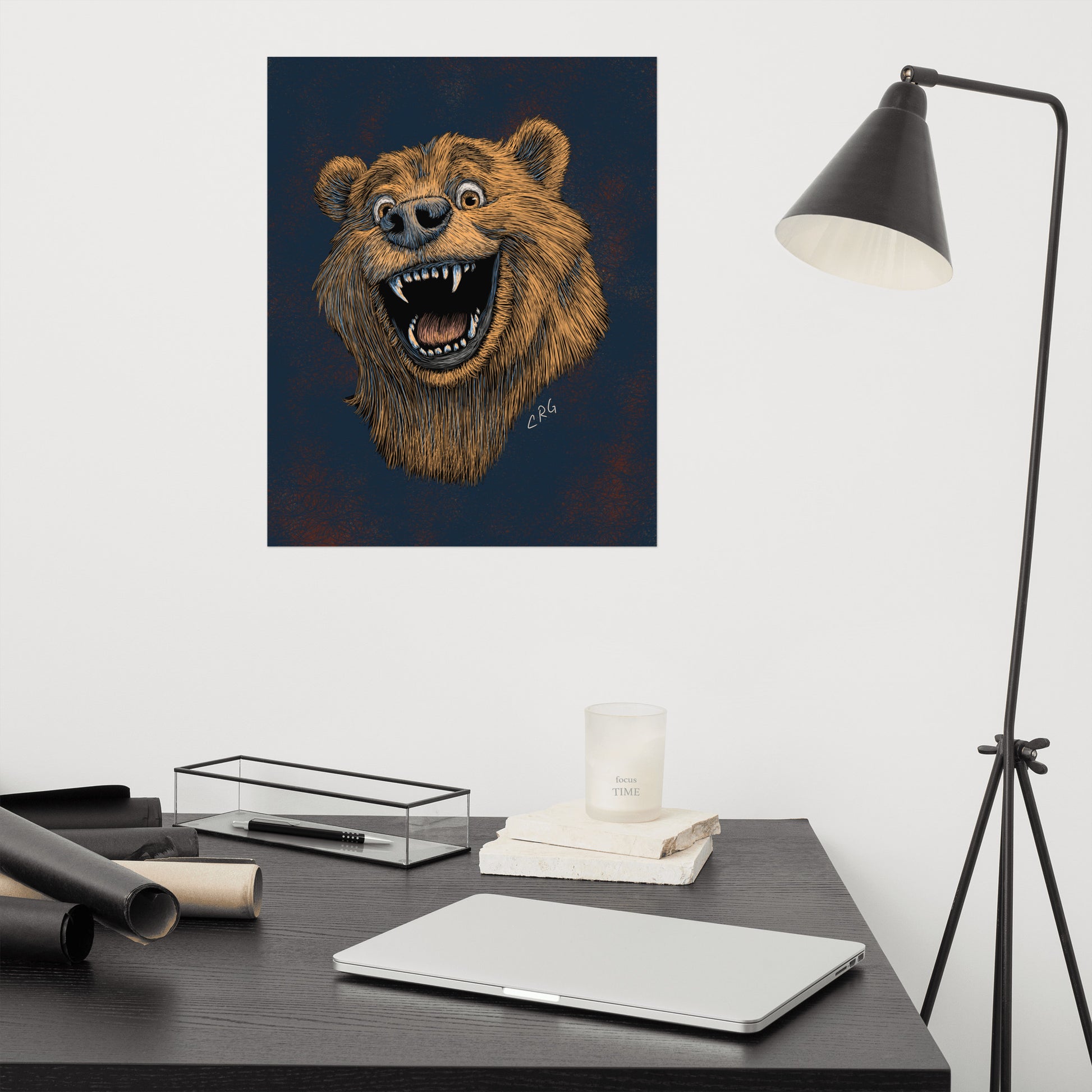 Happy Grizzly Bear Art Print
