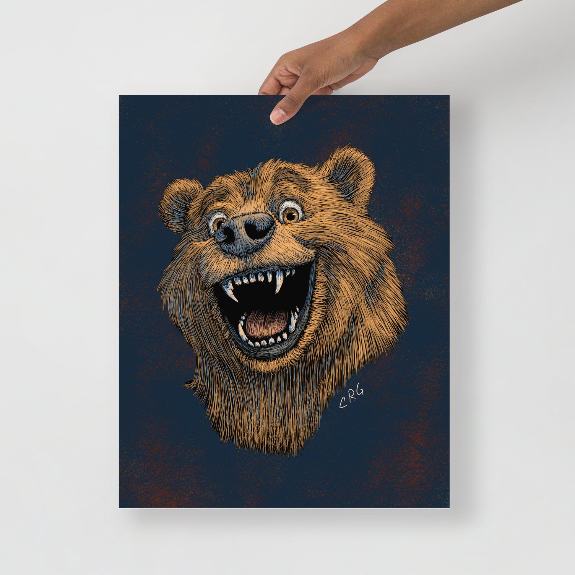 Happy Grizzly Bear Art Print
