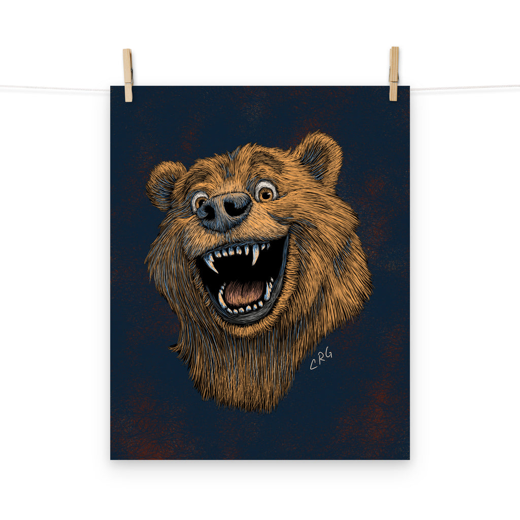 Happy Grizzly Bear Art Print