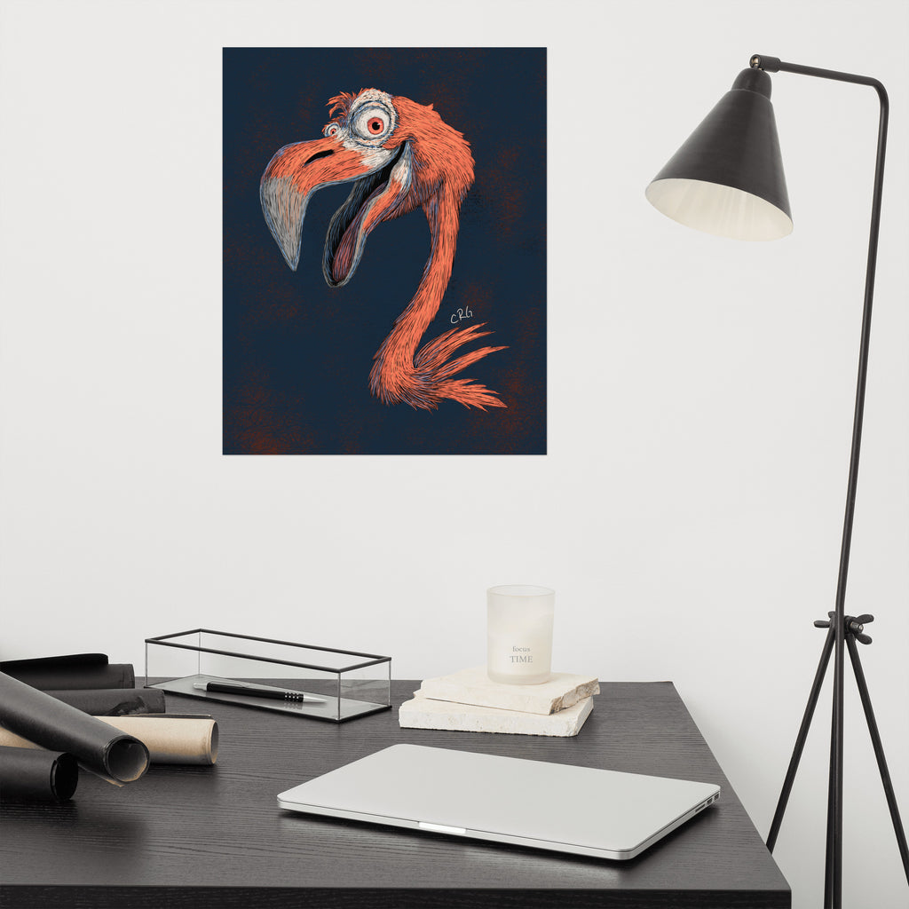 Happy Pink Flamingo Art Print