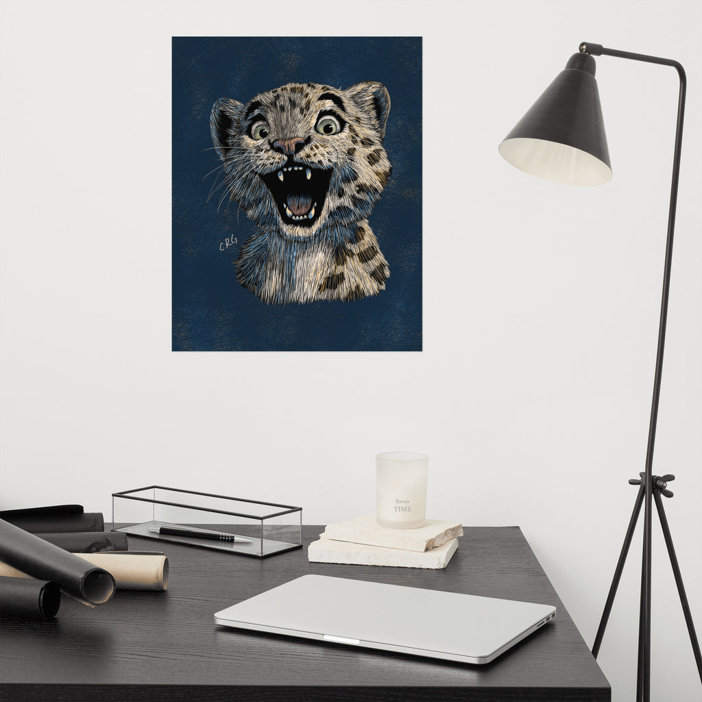 Happy Snow Leopard Art Print