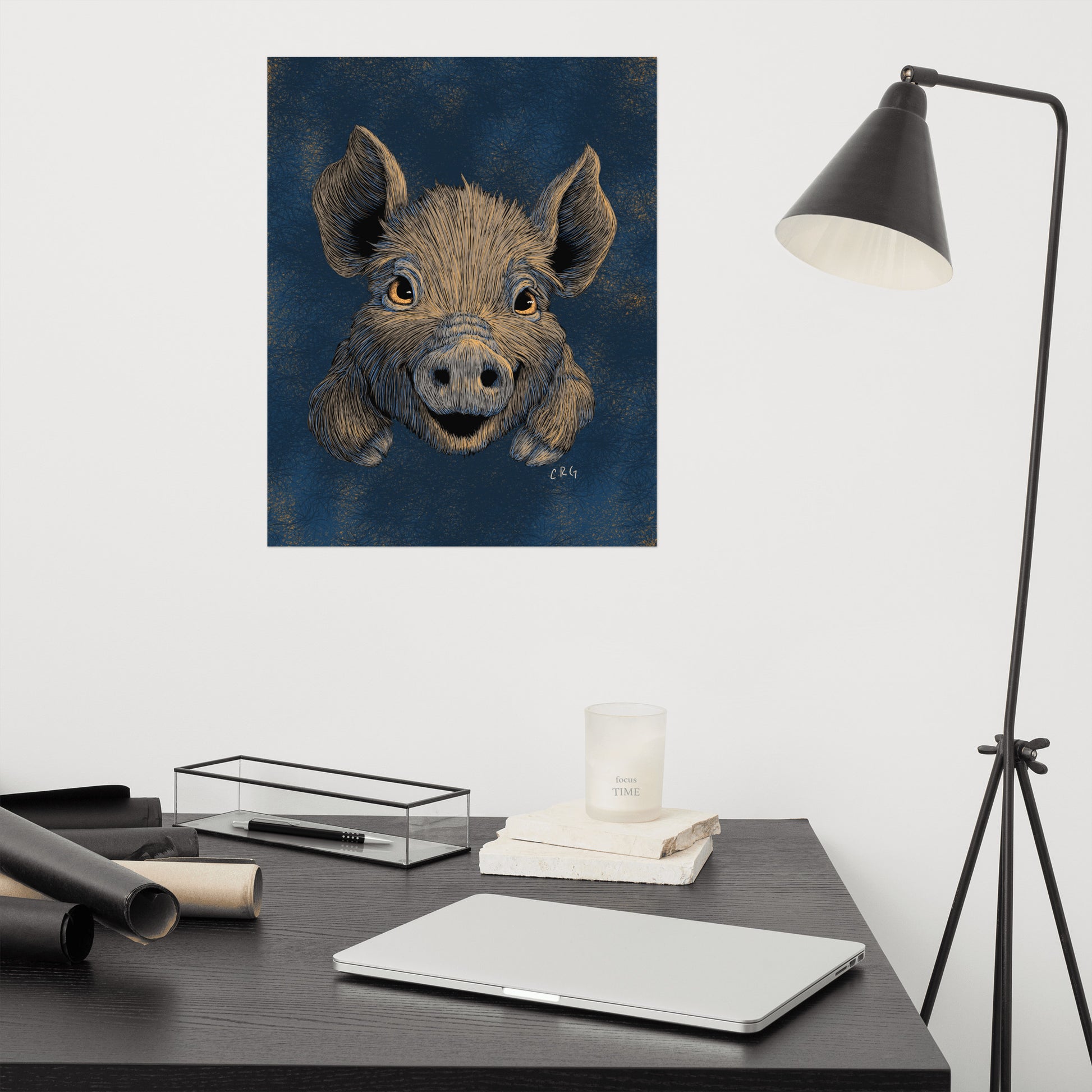 Happy Wild Boar Baby Art Print