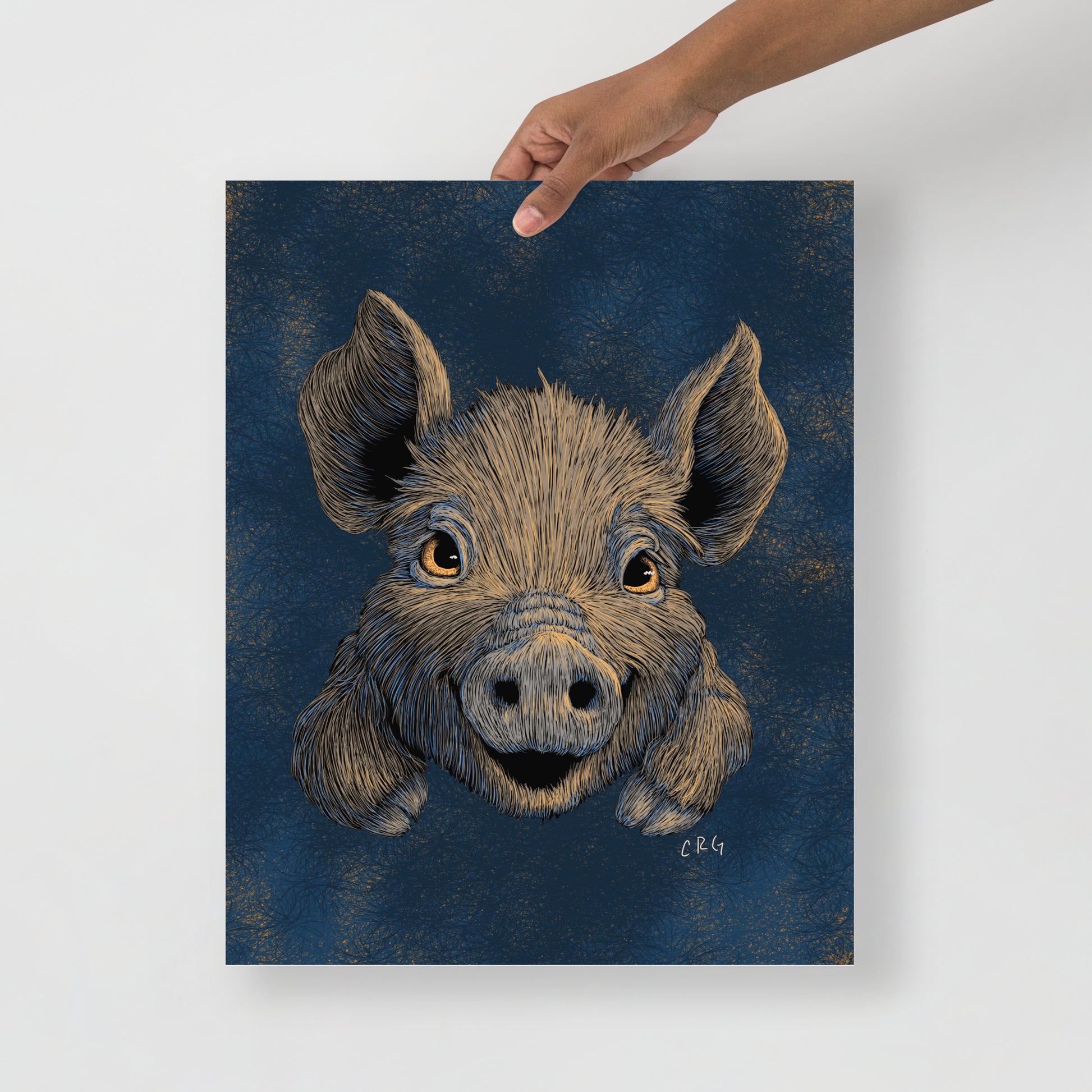 Happy Wild Boar Baby Art Print