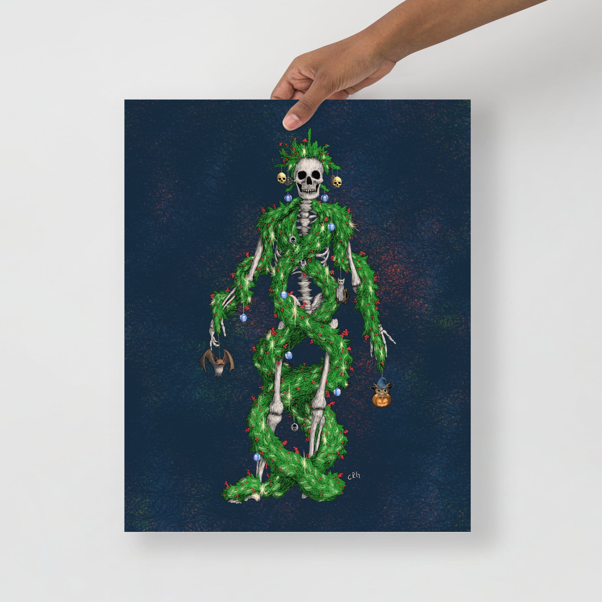 Skeleton Christmas Tree Art Print