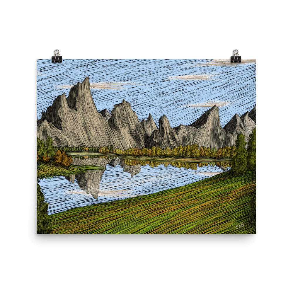At the Foot of the Mountains Art Print