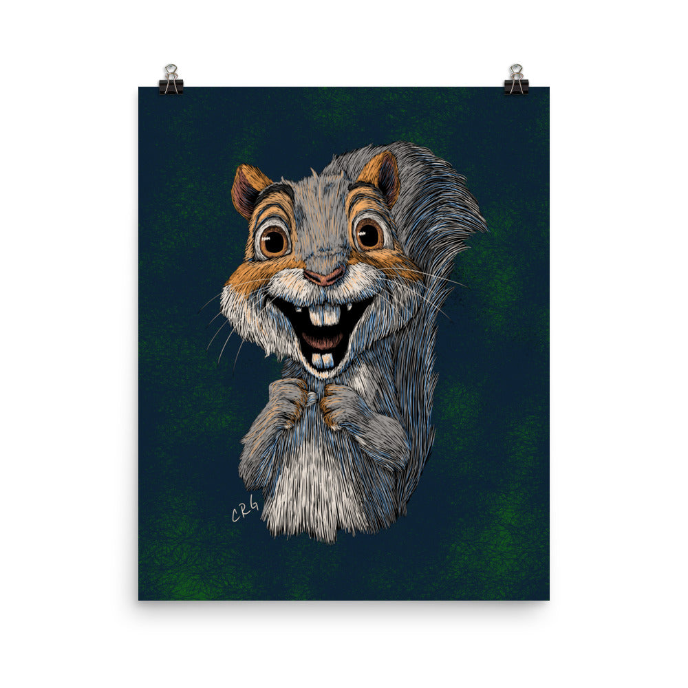 Happy Gray Squirrel Art Print