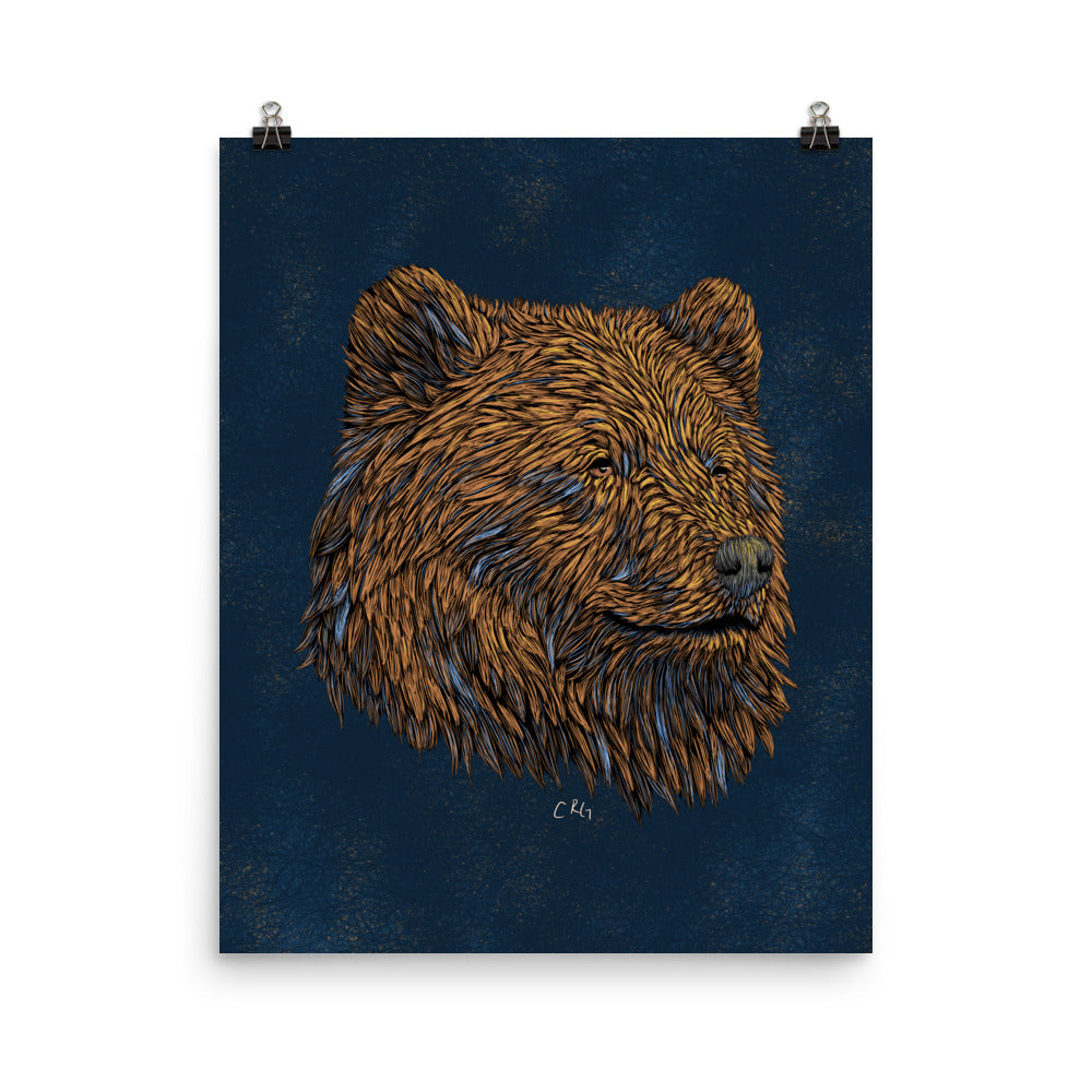 Stylized Grizzly Bear Art Print
