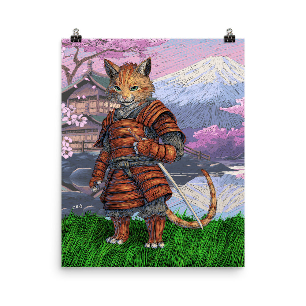 Cat Samurai Art Print
