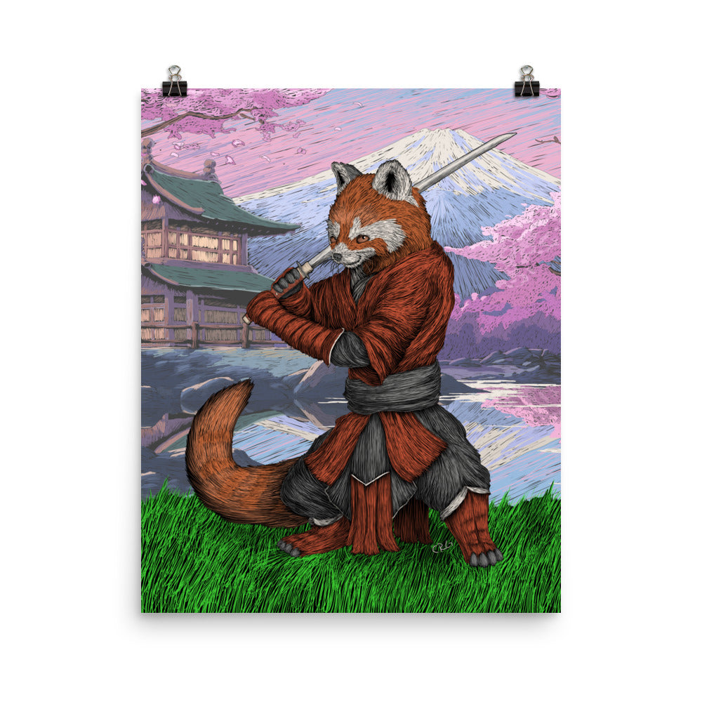 Red Panda Samurai Art Print