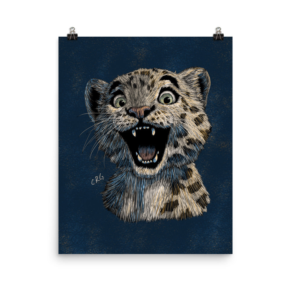 Happy Snow Leopard Art Print