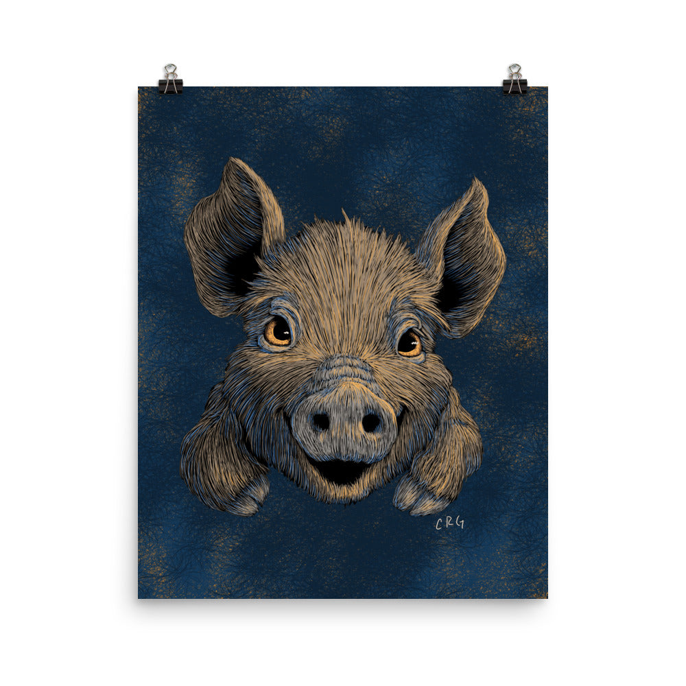 Happy Wild Boar Baby Art Print