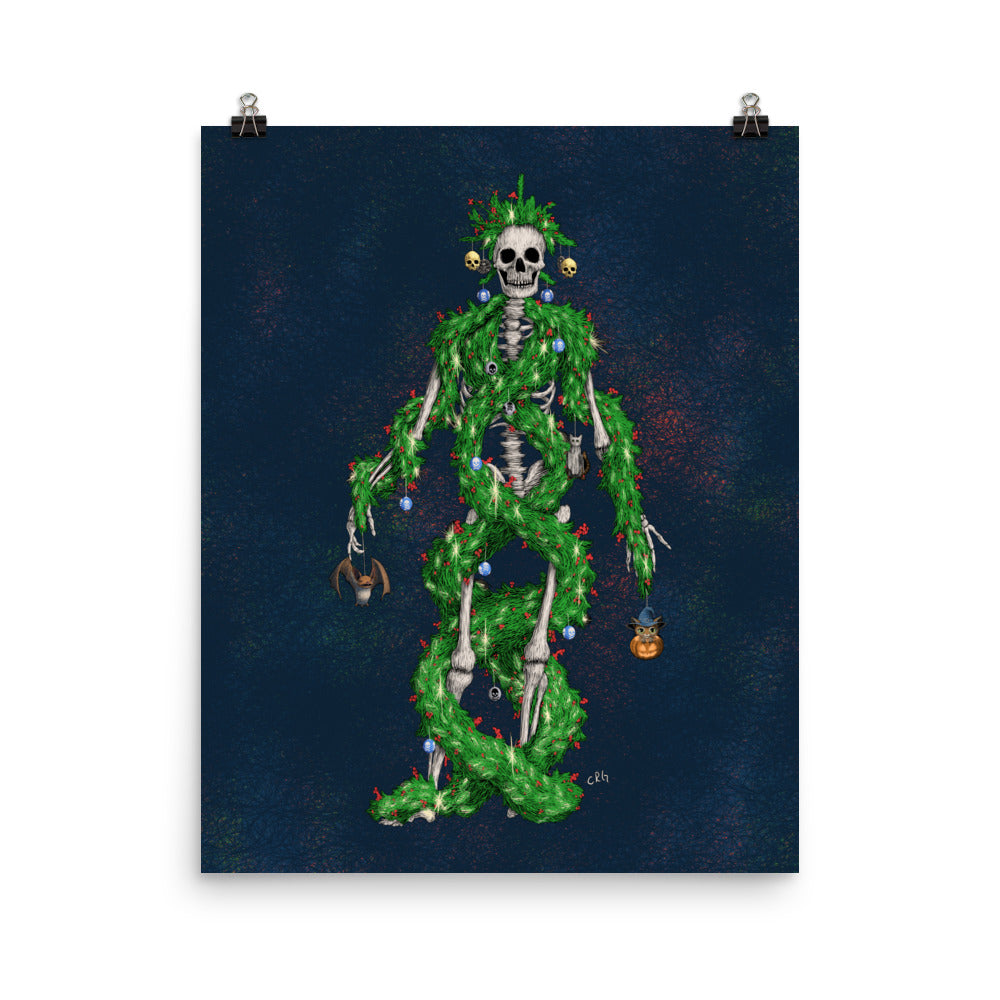 Skeleton Christmas Tree Art Print