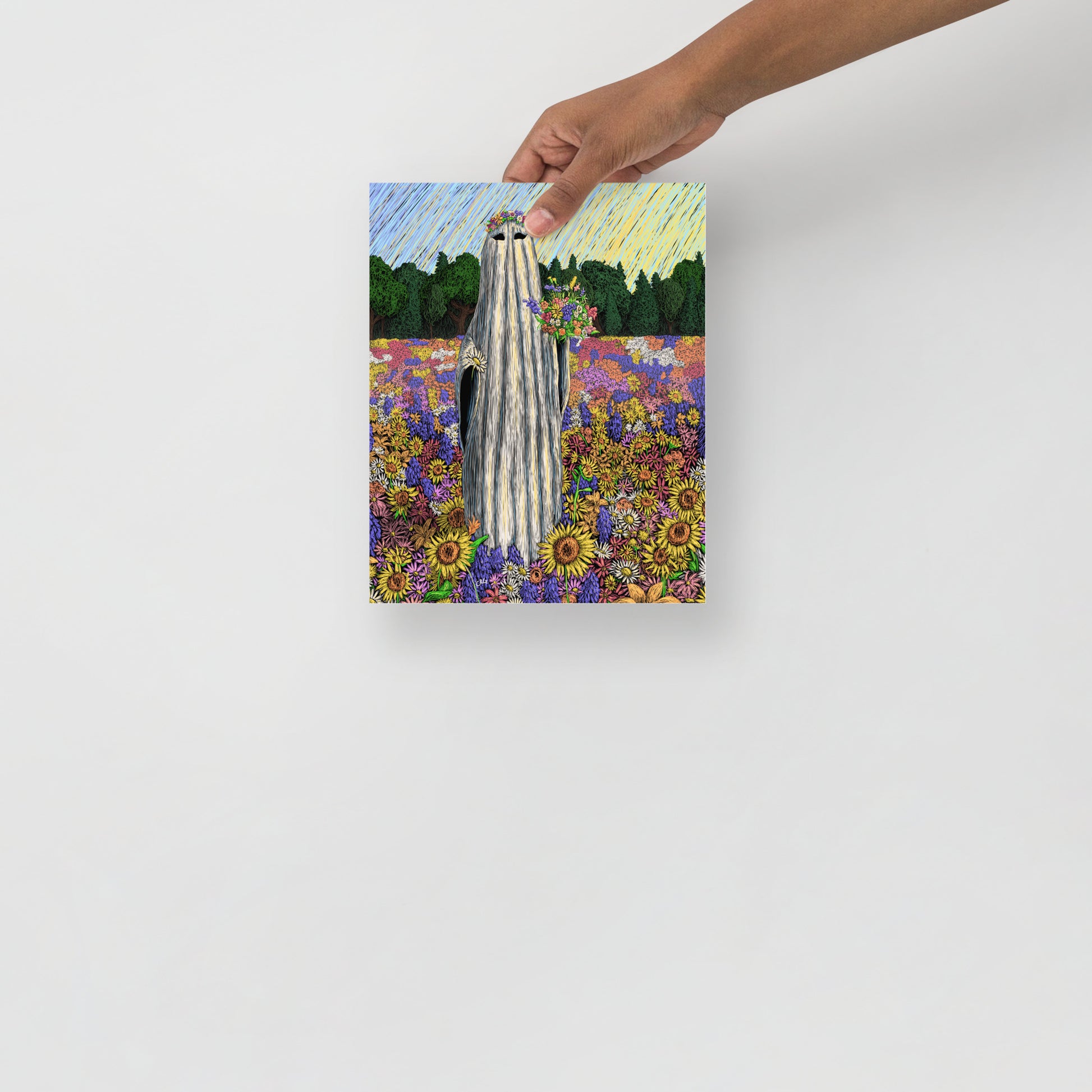 Ghost Picking Wild Flowers Art Print