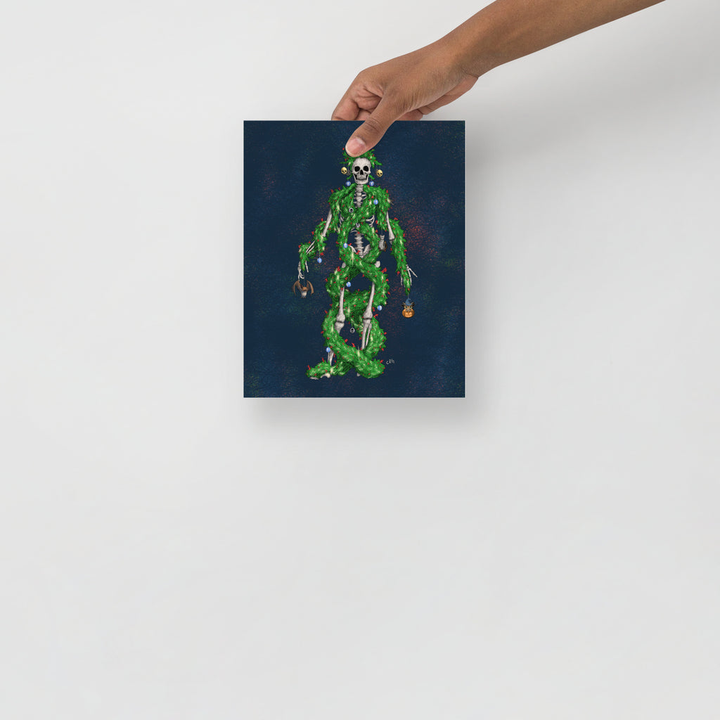 Skeleton Christmas Tree Art Print